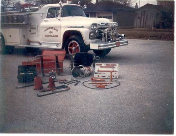 E-24 displaying it's compliment of &quot;rescue tools&quot; November 1971 (saw & jacks still in use today)